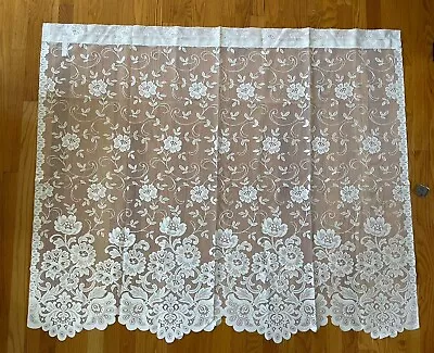 VTG JC Penney White Lace Window Curtain Panel Sheer Floral Scalloped 56x46 NWT • $18