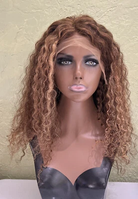 $140 • Buy Lace Front 100% Real Natural Human Hair Wig Ombre Highlights Curly 20” 13x4 L