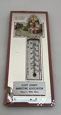 Vtg Advertising Thermometer Mirror Scott County Marketing Phone 5 Illinois • $30.39