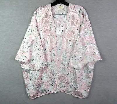 Vintage Victorias Secret Kaftan One Size Pink Floral Open Scallop Gold Label VTG • $37.49