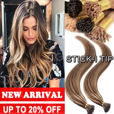 US Stick I Tip Russian Human Hair Extensions Ombre Pre Bonded 100G Thick 20% OFF • $34.89