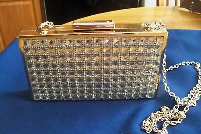 INC Womens Klaraa Jeweled Clutch Minaudiere Handbag Gold Small 7X4  • $19.99