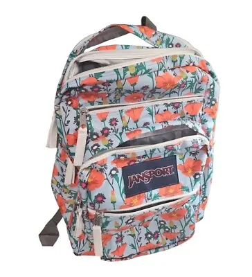 Jansport Big Student Backpack Poppy Garden Floral Blue Orange Flowers  • £28.50