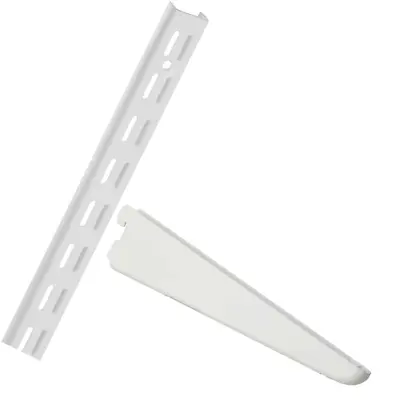 £1.85 • Buy Twin Slot Shelving System White Brackets Uprights Metal Adjustable Shelf Racking