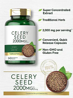 2bottles Celery Seed Extract Capsules Herbal Supplement Rich Vitamins Minerals • $41.30