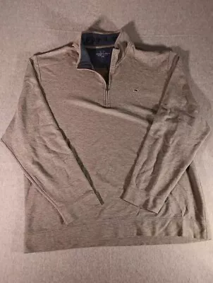 Vineyard Vines Pullover Men 2XL Sweater Gray Quarter Zip Pima Cotton Long Sleeve • $18.99