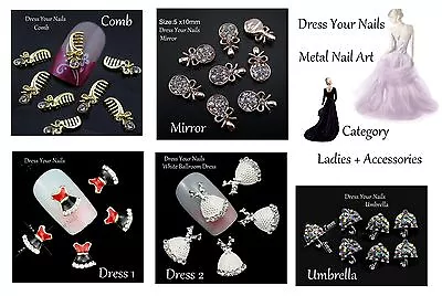 3d Metal NAIL ART   Ladies Accessories - Dress Comb Mirror Umbrella  Alloy Craft • £3.10