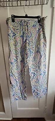 Vera Bradley Swirls Pajama Pants Large Drawstring Paisley Floral Snap Button Fly • $17.49