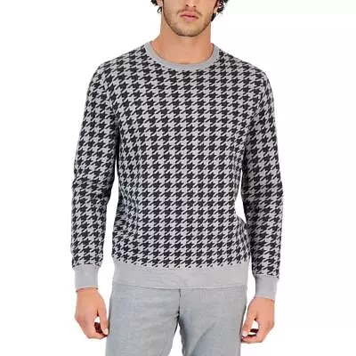 Club Room Mens Merino Wool Blend Houndstooth Pullover Sweater BHFO 3093 • $11.99