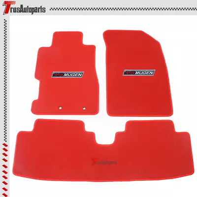For 01-05 Honda Civic Front Rear Red Nylon Floor Mats Carpet Set 3PCS W/ Mugen • $58.99