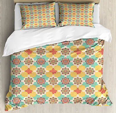 Moroccan Duvet Cover Set With Pillow Shams Boho Native Culture Print • $89.99