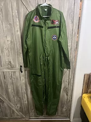 Top Gun Men Maverick Flight Pilot Suit Green Halloween Costume • $30