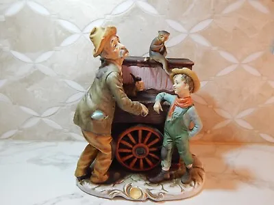 Vintage Organ Grinder Young Boy Old Man Monkey Music Box SEE VIDEO Made In Japan • $64.99