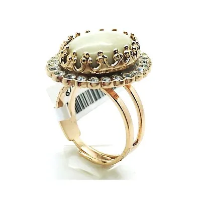 Mariana Ring Round Shape Riverstone Mineral & Clear Swarovski Crystal Bliss N... • $76