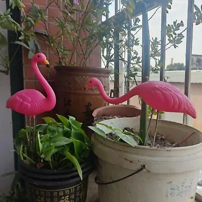 Flamingo Garden Stake Yard Ornament Home Flowerpot Statue Figurines Spring • £8.04