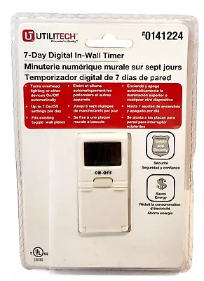 Utilitech 7-Day Digital In-Wall Timer 0141224 New Sealed - Up To 125V/15A/1875W • $21.99