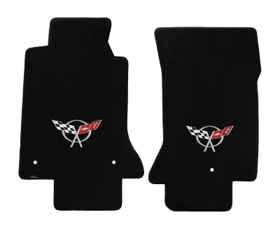 1997-2004 C5 Corvette Lloyd Velourtex Black Floor Mats Silver Crossed Flags Logo • $138.99