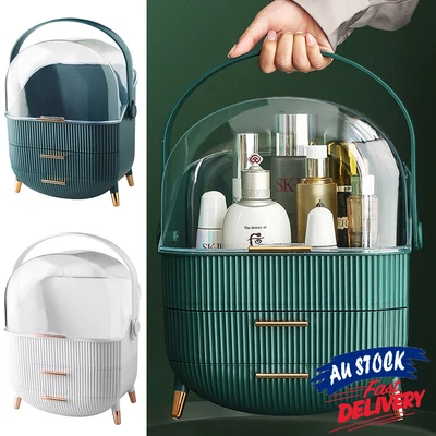 $33.99 • Buy Dustproof Jewellery Box Make Up Holder Makeup AU Organizer Cosmetic Storage Case