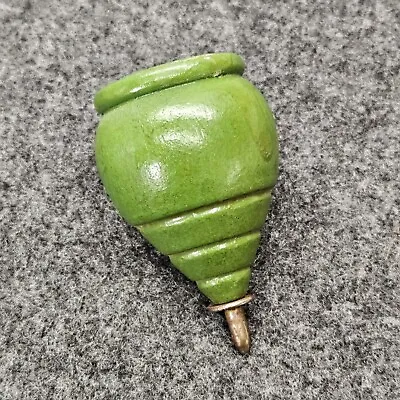 Vintage Green Wooden Spinning Top With Metal Tip Wood Toy • $8.99