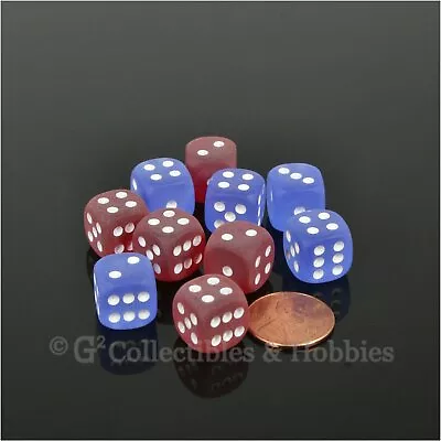 NEW Set Of 10 Frosted 12mm Blue & Red Dice 6 Sided RPG MTG Gaming 1/2 Inch D6 • $5.99