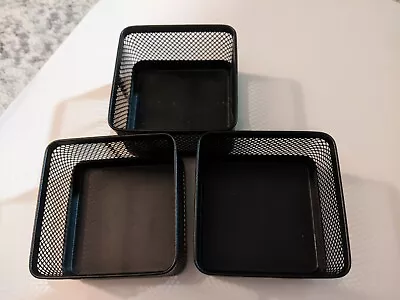 Desk Organizer Set 3pc Black Metal Mesh Drawer Office Small Bin • $24.99