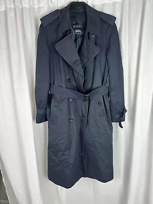 Burberrys Mens Vintage Navy Blue Trench Coat Size 50 Wool Lining • $95