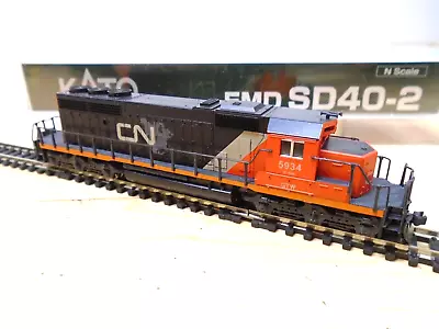 Kato Japan N Scale 176-4702 Canadian National SD40 Diesel Loco #5934 Runs OB • $71