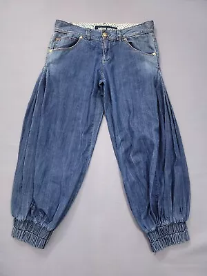 Miss Sixty Jeans Size 10 Baggy Cropped Slouch Cuffed Low Rise Retro Y2K Hip Hop • £39.99
