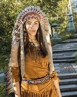 $91.85 • Buy Native American Indian Headdress Large Feather Headdress And Choker For Native