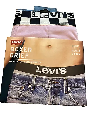 Levi's Men's Checkerboard Waistband Boxer Brief 2-Pack Orchid Bloom Size Small. • £21