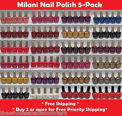 Milani Nail Lacquer Polish 5 Pack Pick A Color 24 Colors 0.45 FL OZ Each J15 New • $8.49