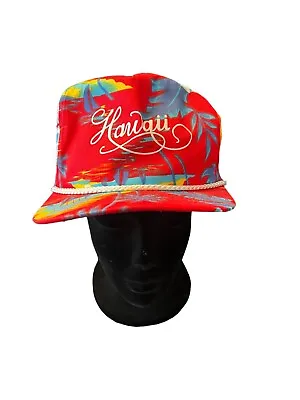 Vtg 90s Tropical Hawaii Floral Print Snapback Surf Skate Cap Hat Rope Magnum PI • $18.20