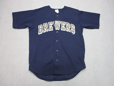 Vintage Milwaukee Brewers Jersey Mens Medium Blue Baseball MLB #11 Sexson Mesh • $17.48