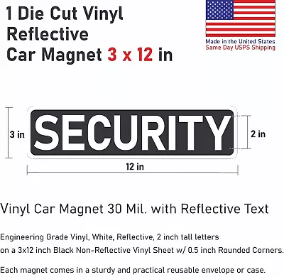 Security 2X Reflective Magnetic Sign For Patrol Vehicle Car Truck - Made In USA • $19.71