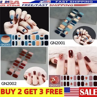 20pc Gel Nail Stickers Full Nail Wraps Semi Cured Gel Nail Strip Polish Glitter • $8.79