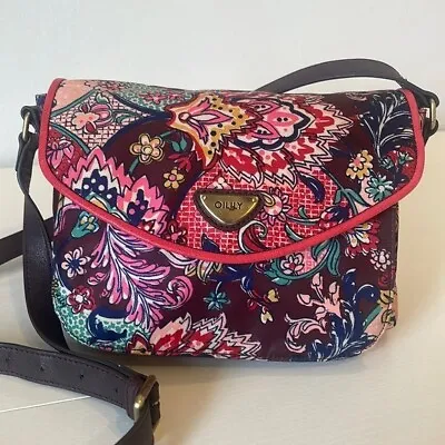 Oilily Shoulder Crossbody Bag Adjustable Strap Pink Purple Floral 10x6 • £19.92