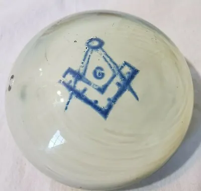 ANTIQUE Millville Frit “Masonic Emblem” Art Glass Paperweight  Bubbles Early • $19.99