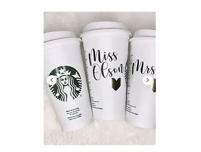 £8.99 • Buy Personalized Starbucks Coffee Tea Cup Reusable Plastic Tumbler Any Name + Heart