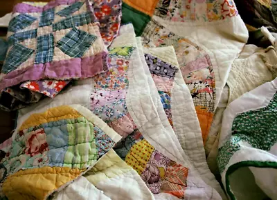 Vintage Cutter Quilt Pcs Junk Journal Slow Stitch Ephemera Grab Bag Half Pound • $17.95