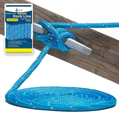 1/2  X 25' Marine Blue - (2 Pack) - REFLECTIVE Double Braided Nylon Dock Line - • $42.98