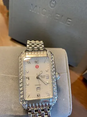 MICHELE MW15C01A2025 Milou Park Diamond Quartz Womens Watch Box And Papers • $750