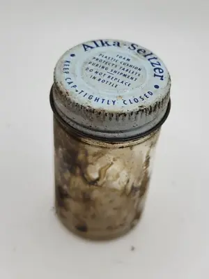 Vintage Medicine Bottle 1950’s Alka-Seltzer Cobalt Jar Metal Lid 1 1/2 Oz • $15