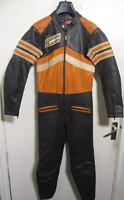 Vintage 70's Leather Motorcycle Suit Size Uk Xxs Lookwell Leathers Uk • $98.36