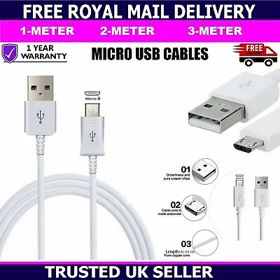 1M 2M 3M Micro USB Charger Charging Cable Data Sync Lead For All Android Phones • £3.25