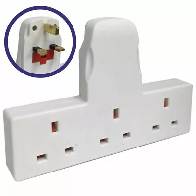 3 WAY WIREFREE SOCKET EXTENSION MULTI PLUG IN MAINS SOCKET 13A-T Shape • £8.25