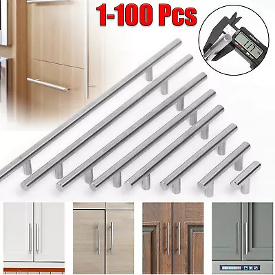 Solid Stainless Steel Brushed Nickel T Bar Kitchen Cabinet Handles Pulls 2 -16  • $10.48