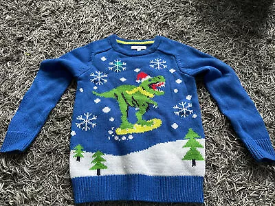 Boys Christmas Jumper Light Up Blue Zoo  • £2.99