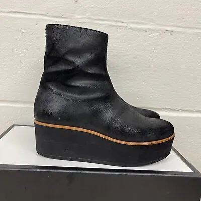 MM6 Maison Margiela Black Leather Chunky Platform Boots Women's Size 36/US 6 • $125