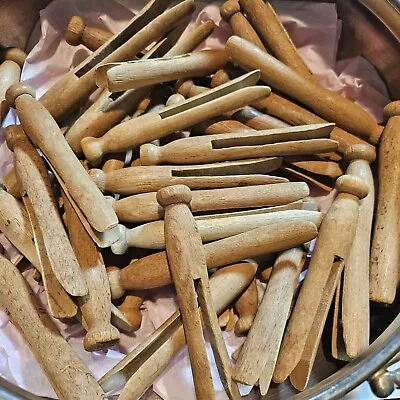 12 Vintage Wooden Clothes Pins For Crafting • $6