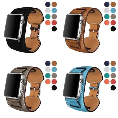 $22.90 • Buy Genuine Leather IWatch Band Bracelet Cuff Strap For Apple Watch 7/6/5/4 41/45mm